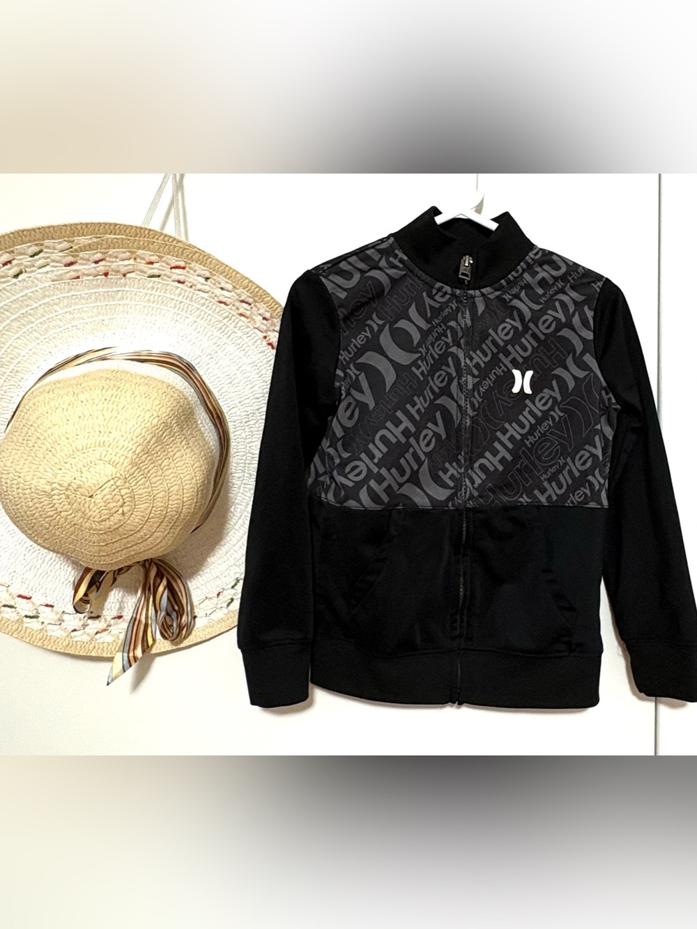 Hurley Black and Gray Logo Zip Jacket